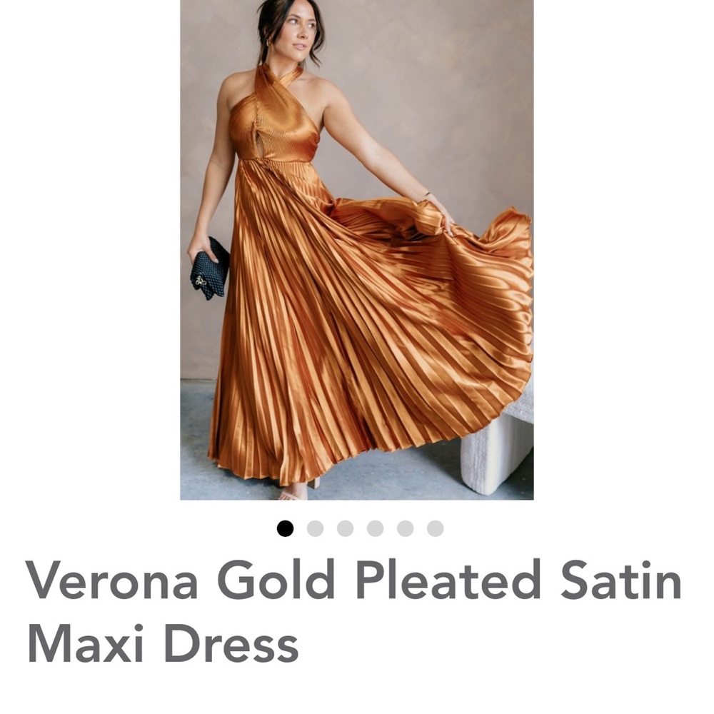 AAKAA LIZARD THICKET ORANGE GOLD PLEATED OPEN BACK DRESS GOWN SMALL